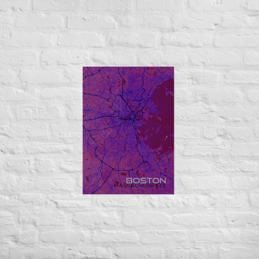 Boston Map Grunge Glow Poster - Image 5