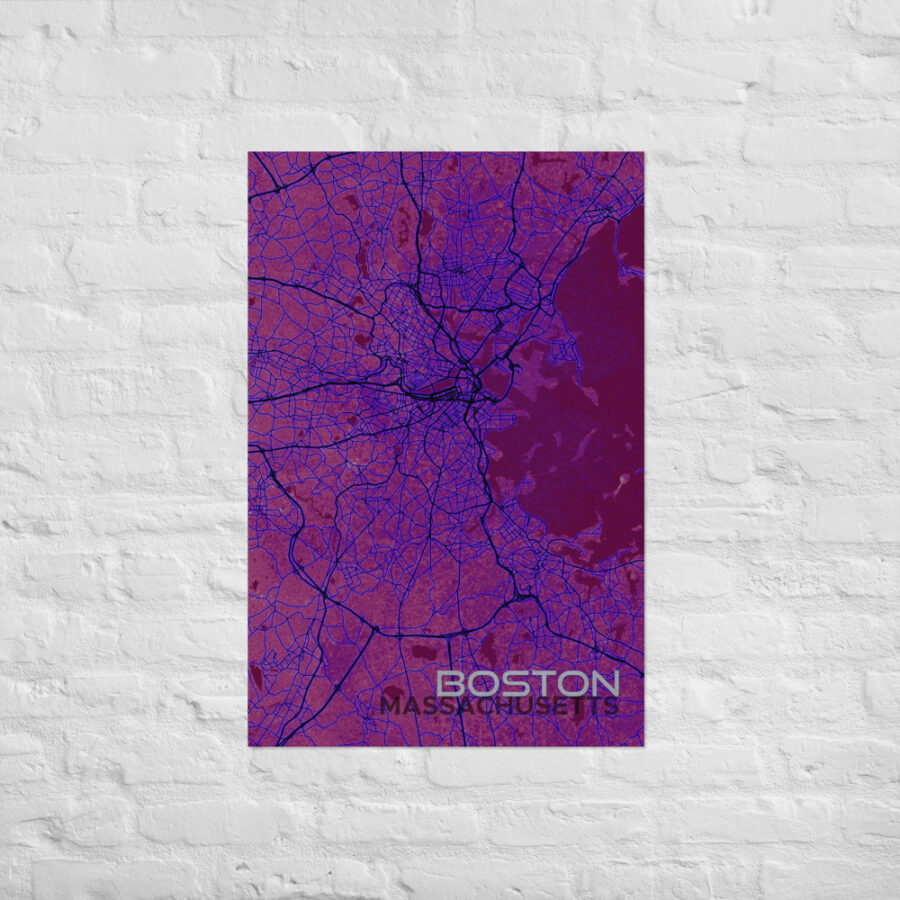 Boston Map Grunge Glow Poster - Image 6