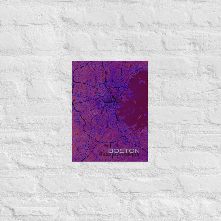 Boston Map Grunge Glow Poster - Image 4