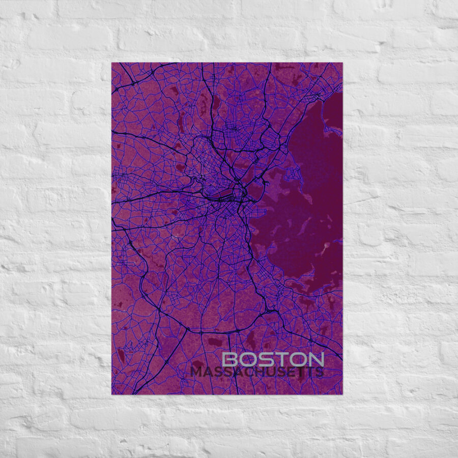 Boston Map Grunge Glow Poster - Image 7