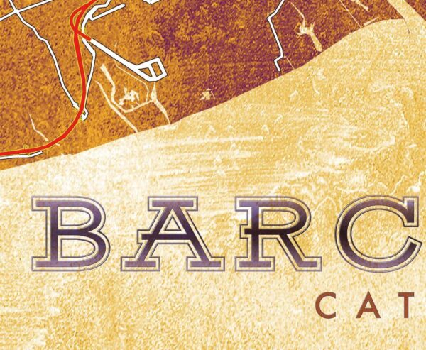 Barcelona Street Map Golden Brown Ombre Grunge