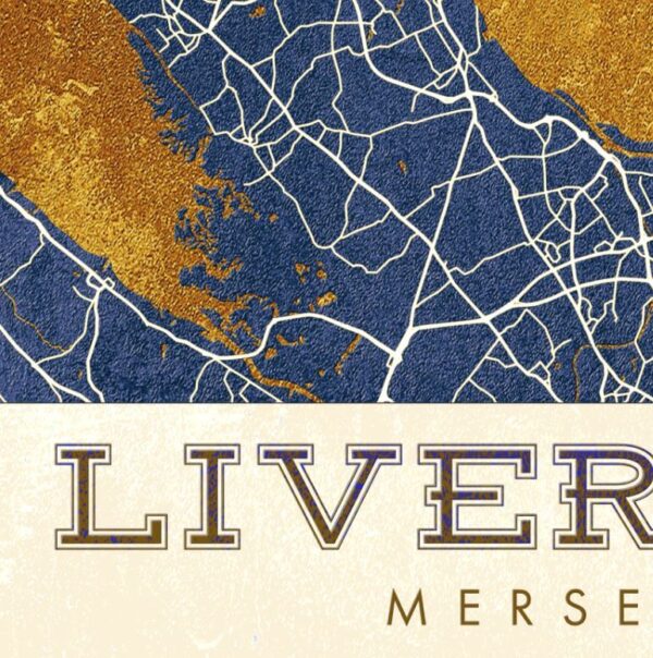 MISTERMAPDESIGN GOLDEN BROWN OMBRE GRUNGE LIVERPOOL ZOOM 01 Liverpool City Merseyside Street Map | Ombre Grunge Texture