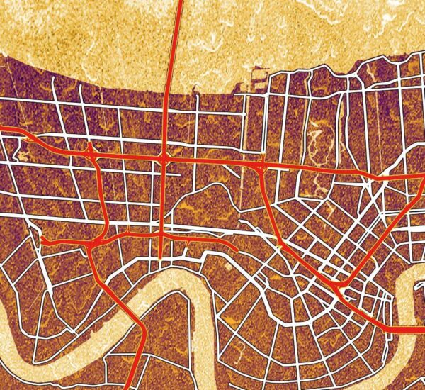 MISTERMAPDESIGN GOLDEN BROWN OMBRE GRUNGE NEW ORLEANS ZOOM 02 New Orleans Street Map Golden Brown Ombre Grunge