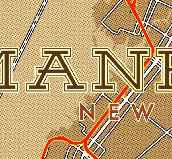 MANHATTAN NYC Street Map Half-Tone Poster