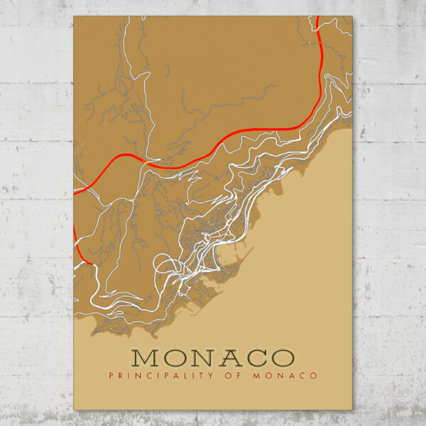 monaco street map poster