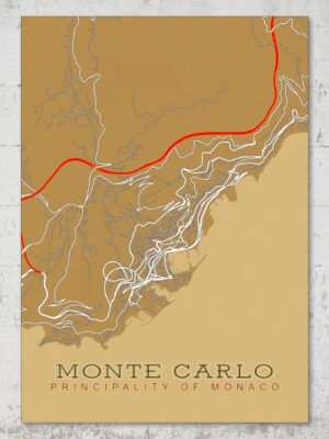 monte carlo street map poster