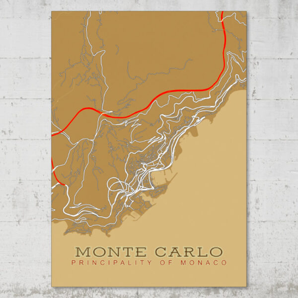 monte carlo street map poster
