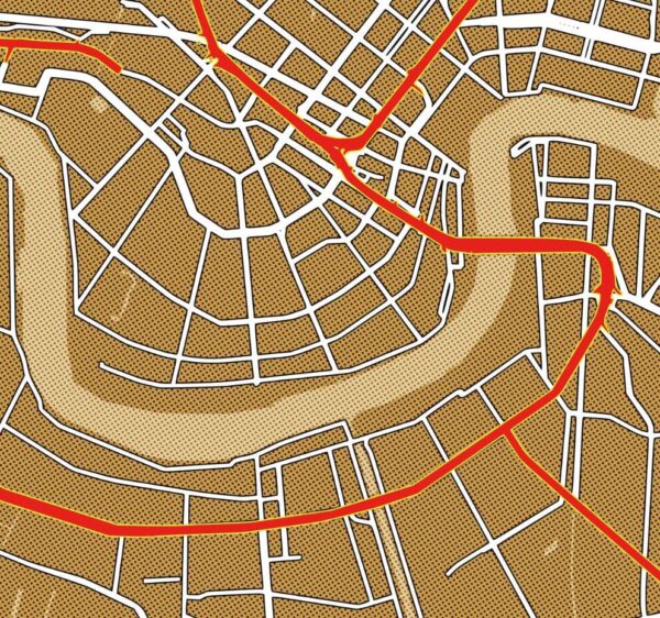 New Orleans Street Map Art Halftone Poster