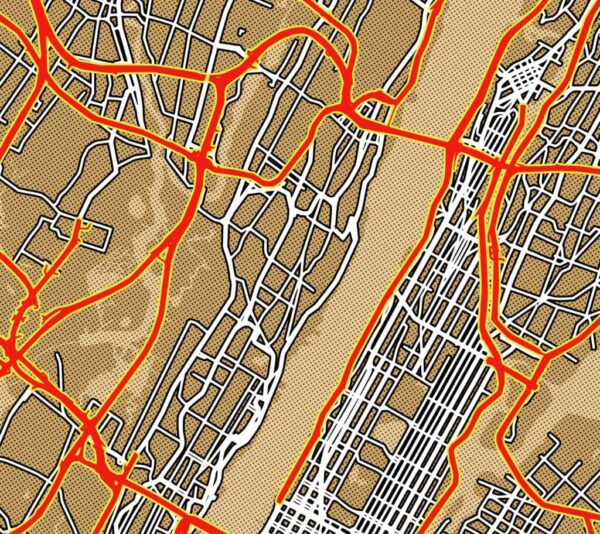 New York City Street Map Art Halftone Poster