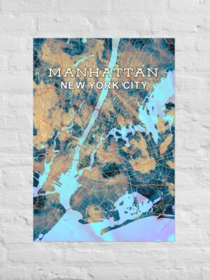 Manhattan Street Map Watercolor Texture