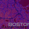 Boston Map Grunge Glow Poster