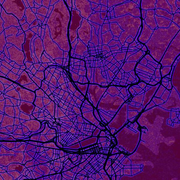 Boston Map Grunge Glow Poster